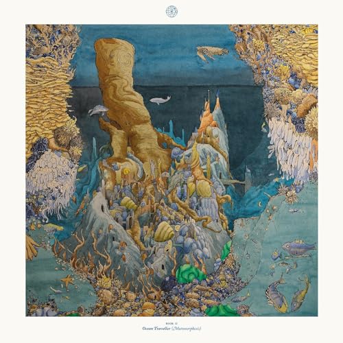 Intricate painted album cover depicting a fantastical underwater rock formation.
