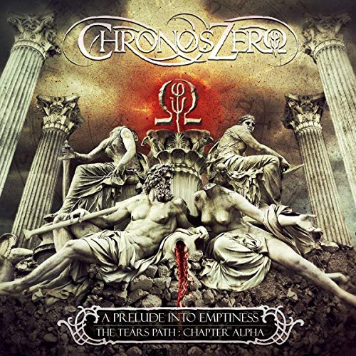 CD cover: statues in ruins, blood-red detail, ornate lettering.