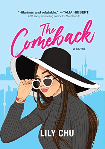 Book cover: woman in sunglasses and hat, city skyline background.