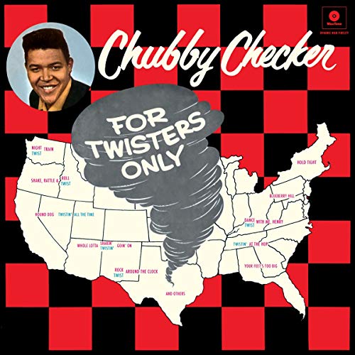 Chubby Checker album cover featuring a map of the US and a tornado.