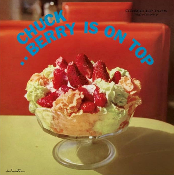 Chuck Berry album cover: red background, strawberries, and ice cream.