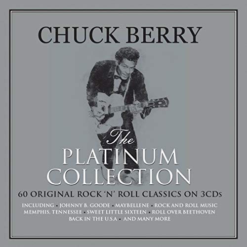 Chuck Berry’s “Platinum Collection” CD cover featuring him with a guitar.
