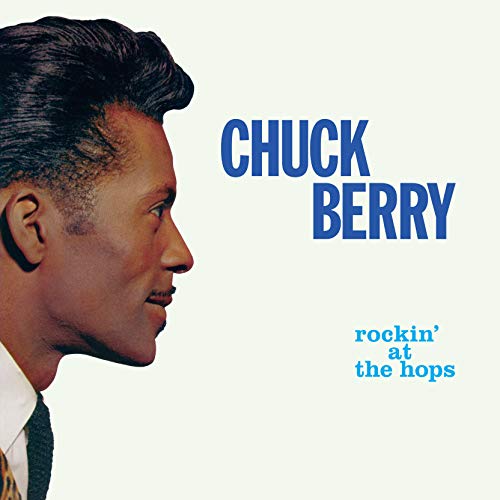 Profile portrait of Chuck Berry on the Rockin at the Hops album cover.