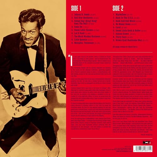 Chuck Berry album back cover with portrait and tracklist on red vinyl.