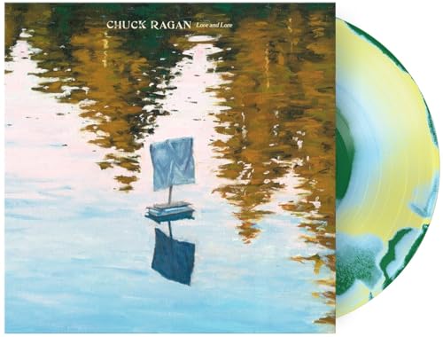 Chuck Ragan’s “Love & Lore” vinyl record with a boat image and colored disc.