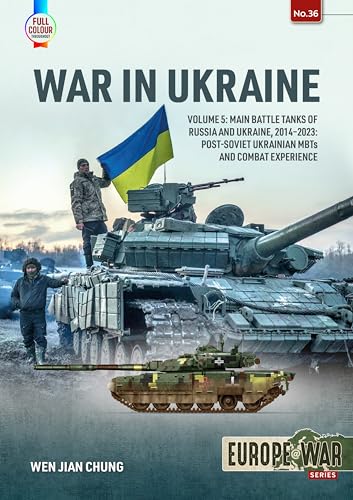 Book cover depicting Ukrainian and Russian main battle tanks, soldiers, and flag.