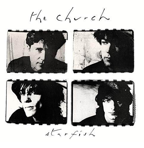 Black and white album cover featuring four portrait photos of band members.