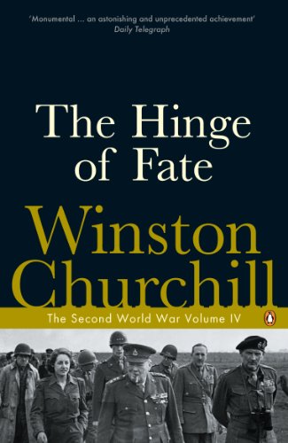 Book cover for The Hinge of Fate by Winston Churchill with historical military photo.