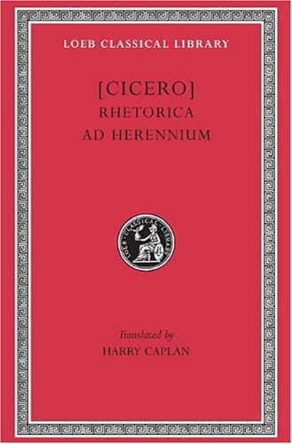 Red book cover with gold lettering: “Rhetorica ad Herennium” and Loeb Library seal.