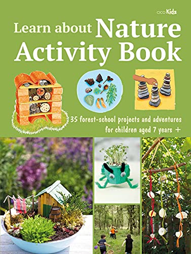 Nature activity book cover with crafts, forest scenes, and children.