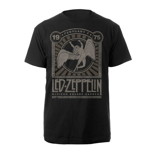Black t-shirt with a grey Led Zeppelin concert graphic on the front.