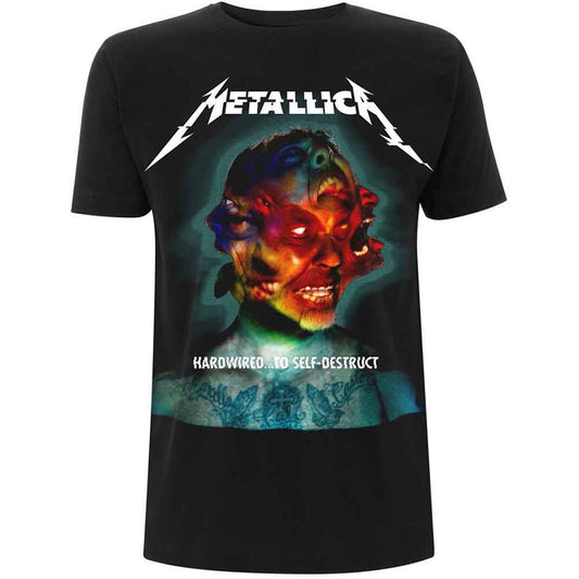 Black t-shirt with Metallica’s “Hardwired” album cover graphic on front.