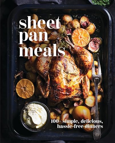 Cookbook cover featuring roasted chicken with potatoes, oranges, and figs.