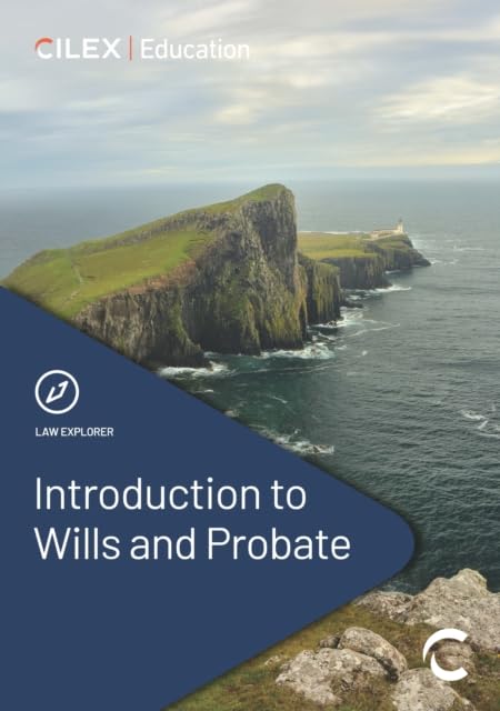 Book cover: “Introduction to Wills and Probate” with coastal landscape.
