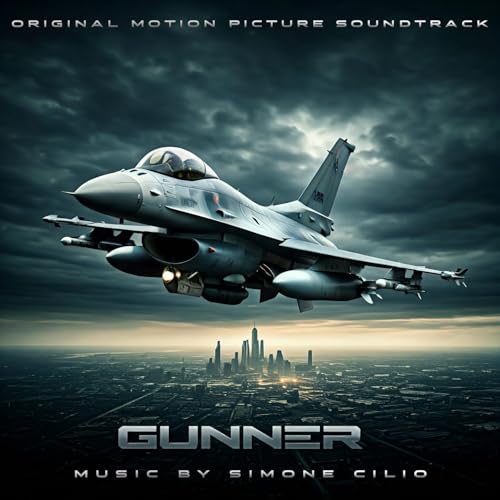 CD cover for "Gunner" soundtrack featuring a fighter jet over a city.