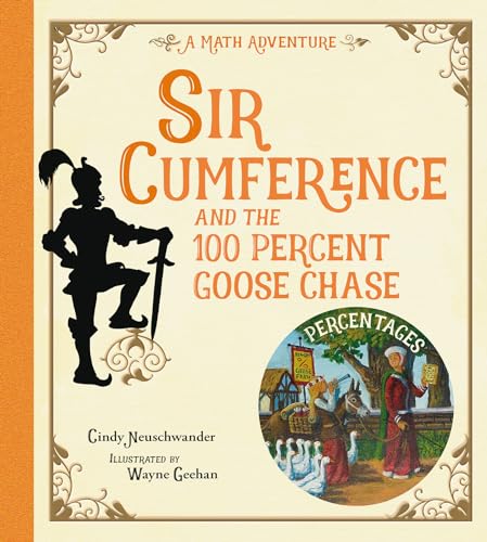 Book cover: knight, goose, and village scene with "Sir Cumference" title.