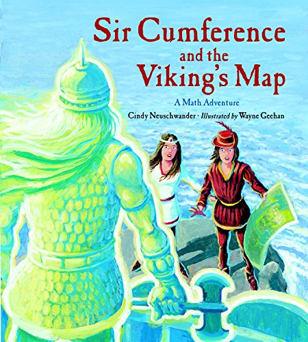 Book cover: Viking knight with children, titled “Sir Cumference and the Viking’s Map.”