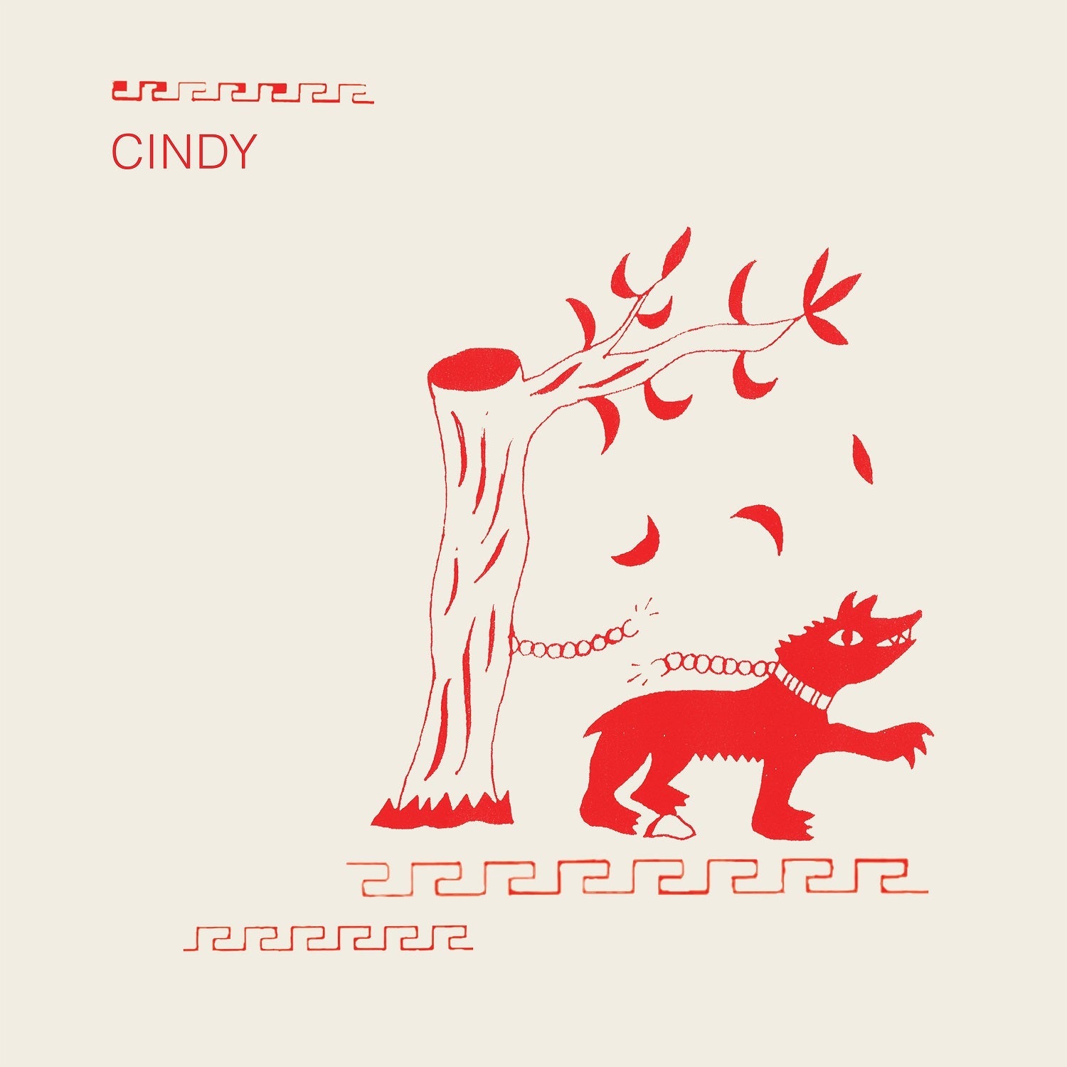Album cover for "Cindy - Why Not Now" featuring a red bear and tree.