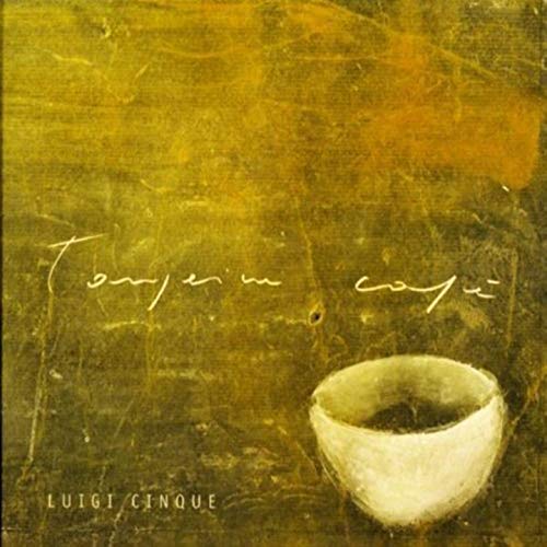 CD cover with abstract gold texture, white cup, and handwritten text.