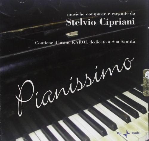CD cover for Stelvio Ciprani’s “Pianissimo” featuring a piano keyboard.