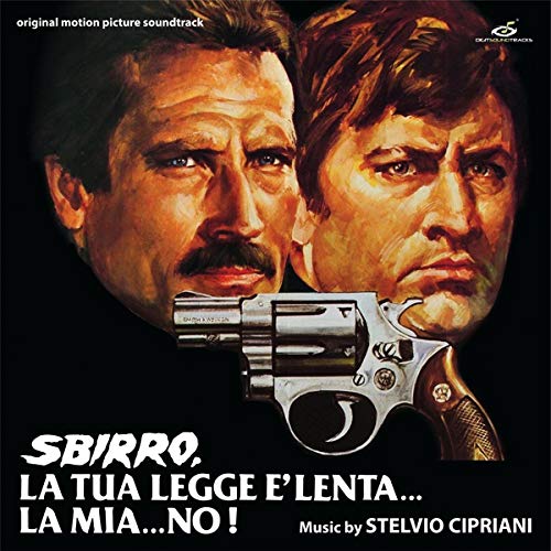 Vinyl cover art featuring two men's faces and a revolver against a black background.