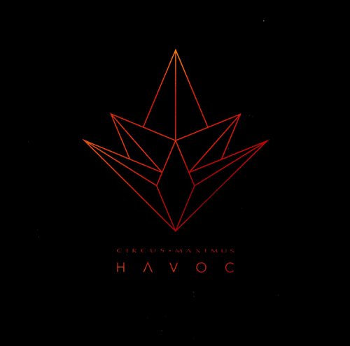 Orange geometric line art logo on black background with text Circus Maximus Havoc.