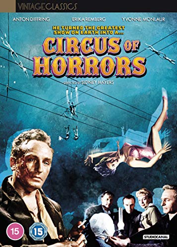 DVD cover for "Circus Of Horrors" featuring performers and a distressed man.
