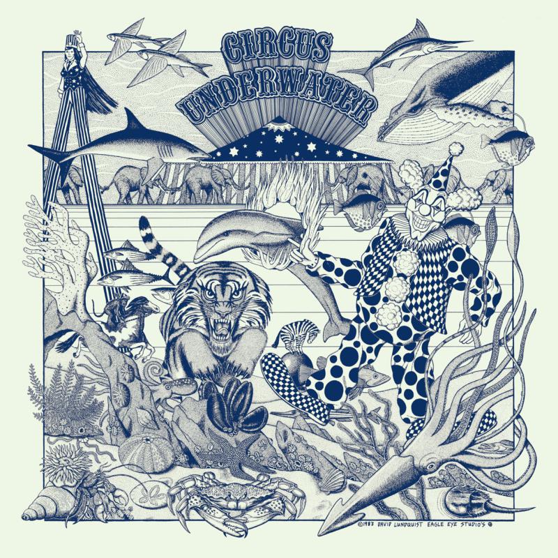 Blue-toned album cover featuring whimsical underwater circus animal illustrations.