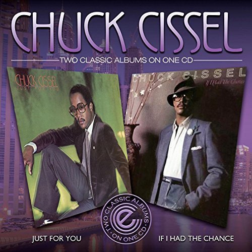 The image shows two album covers for Chuck Cissel's music, side by side, on a purple background.