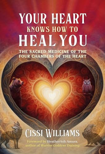 Book cover with a heart image, animal portraits, and title text.
