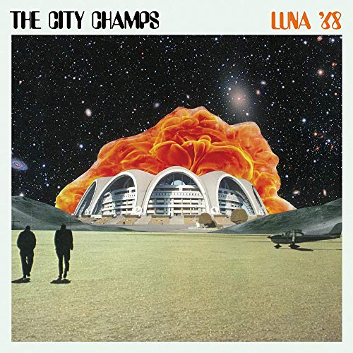 Vinyl album cover: space scene with building and two figures.