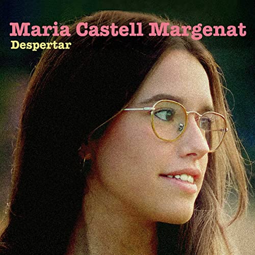 Woman with long brown hair and round glasses, album cover.