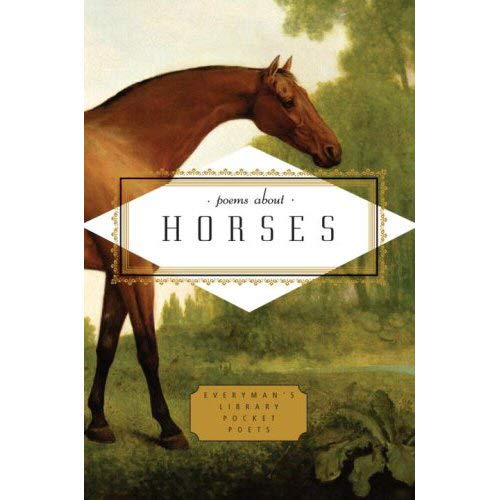 Book cover featuring a painting of a brown horse in a green field.
