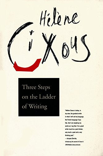 Book cover with hand-written author name, red accent, and white text on black square.