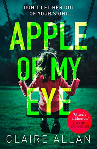 Book cover with a child on a swing, obscured by large green text.