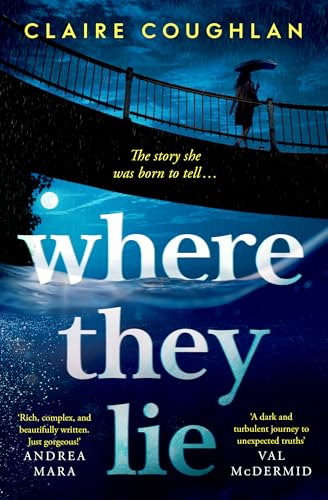 Book cover showing a person with an umbrella on a bridge over dark water.