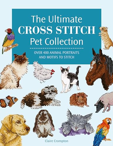 Cover of cross stitch book featuring various colorful animal portraits.
