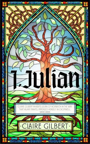 Book cover: stained-glass style tree and title “I, Julian” in dark lettering.