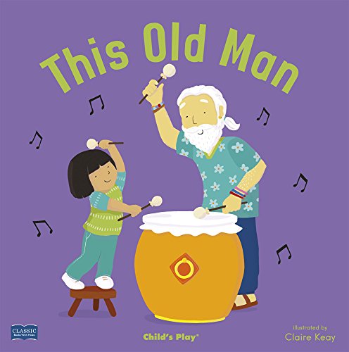 Board book cover: an old man and child drumming, purple background.
