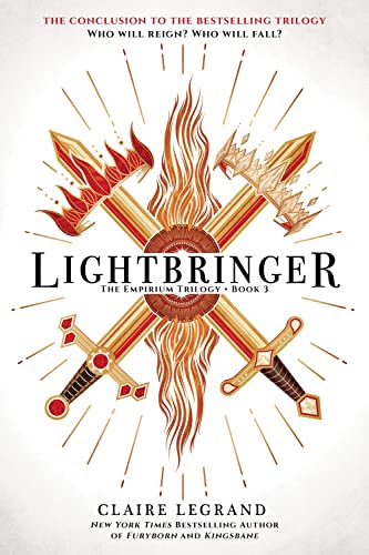 Book cover: “Lightbringer” with crossed swords and fiery imagery.