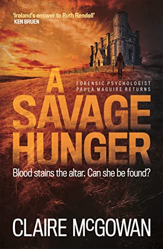 Book cover: castle, lone figure, and bold text “A Savage Hunger.”