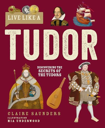 Book cover with Tudor portraits, objects, and large title text.