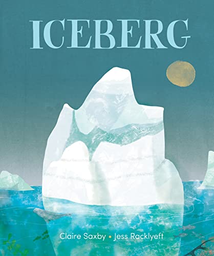 Book cover illustration of a large iceberg in blue water with a pale sun.