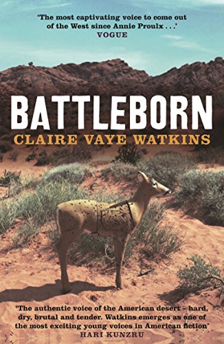 Book cover of Battleborn by Claire Vaye Watkins featuring a deer target in desert.