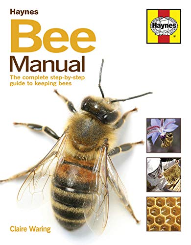 Book cover for Bee Manual featuring a large honeybee and three small inset photos.
