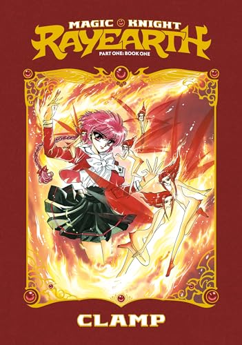 Manga cover featuring three female characters amidst swirling flames and gold ornamentation.
