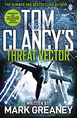 Book cover: "Threat Vector" by Tom Clancy and Mark Greaney, with a fighter jet.
