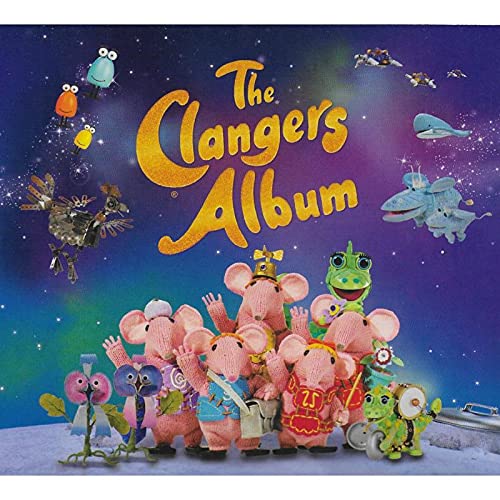 CD cover for "The Clangers" featuring pink, mouse-like characters.