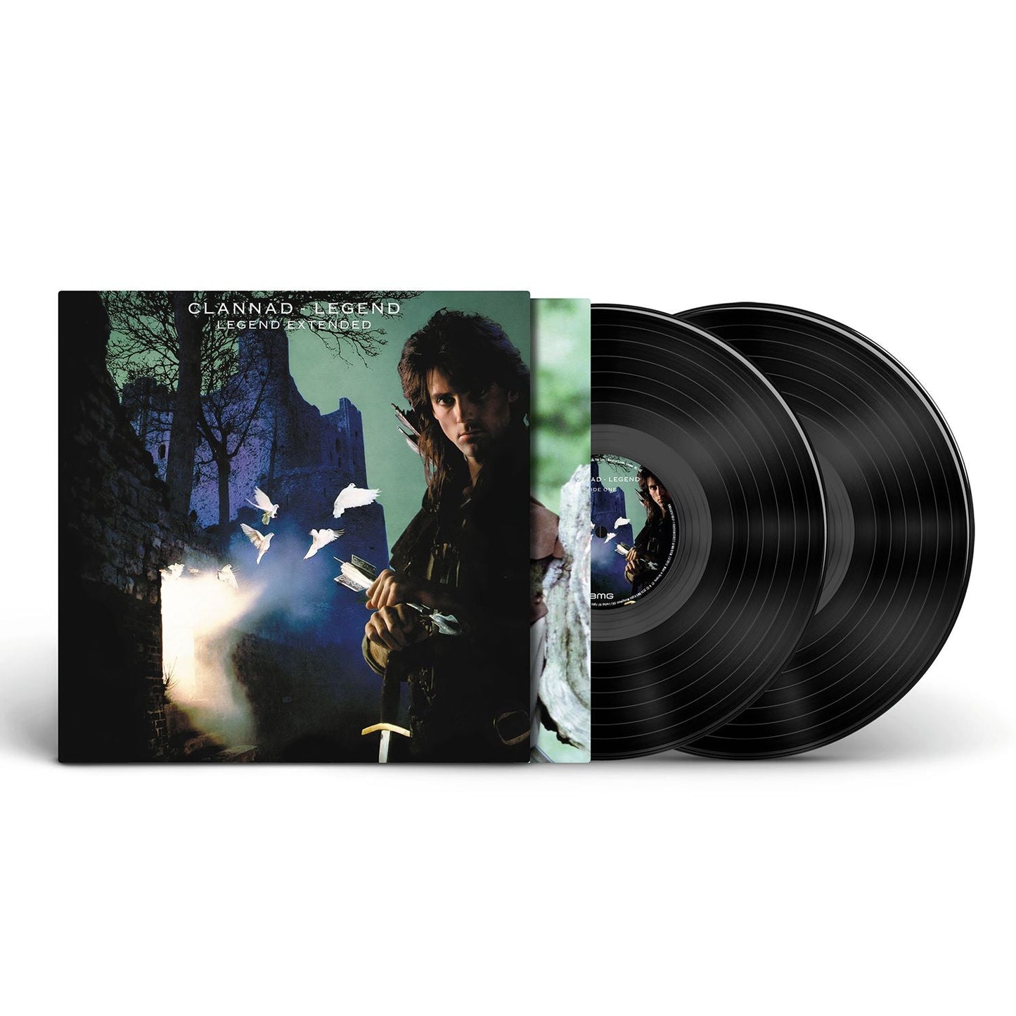 Clannad “Legend/Extended” vinyl record with cover art of a man and birds.