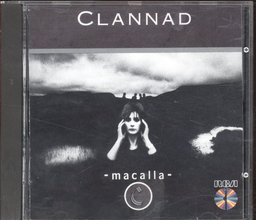 CD case for Clannad’s “Macalla” album, featuring a woman in a landscape.
